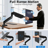 Redragon GMK914 Single Monitor Mount Stand - Gas Spring Adjustable Arms with VESA 75/100mm, 13-32 Inch Screen Compatibility, C Clamp & Grommet Base, Cable Management, 17.6lbs Load Capacity