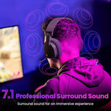 Redragon H888 Wireless Gaming Headset with 7.1 Surround Sound, Tri-Mode Gaming Headphones, 168G Lightweight Design - Detachable Mic - 40MM Driver Soft Memory Foam Padding Gamer Headset for PC, Black