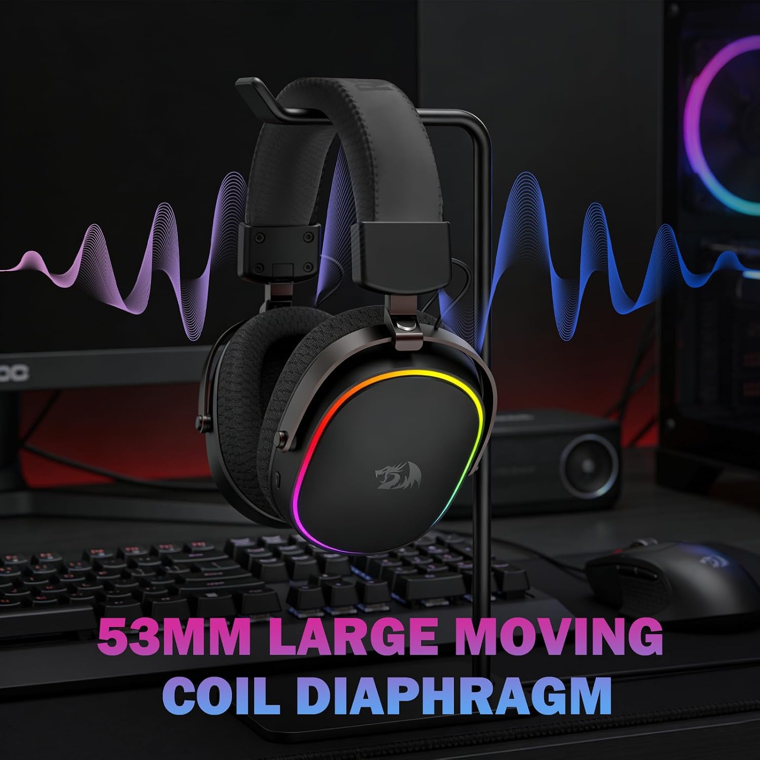 Redragon H831 Gaming Headset, RGB, 2.4GHz/BT/Wired, Black