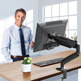 Redragon GMK914 Single Monitor Mount Stand - Gas Spring Adjustable Arms with VESA 75/100mm, 13-32 Inch Screen Compatibility, C Clamp & Grommet Base, Cable Management, 17.6lbs Load Capacity