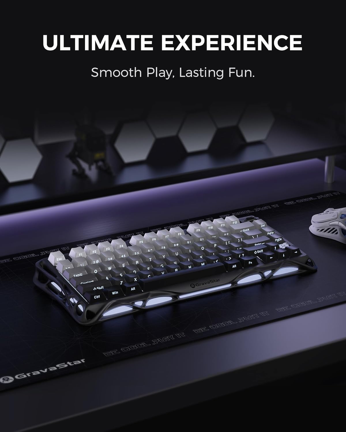 GravaStar Mercury K1 75% Wireless Mechanical Gaming Keyboard, Aluminum Alloy, Gasket Compact Custom Keyboard Hot-Swap Socket, Linear Switches, RGB Backlit - Gradient Black