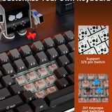 Redragon Wireless Mechanical Keyboard, Gasket RGB Gaming Keyboard with Screen & Knob, 3-Modes (Bluetooth/2.4G/Wired) 81 Custom Keys, Thick Pre-Lubed Linear Switch, Side Printed PBT Keycaps, K708GG-Pro