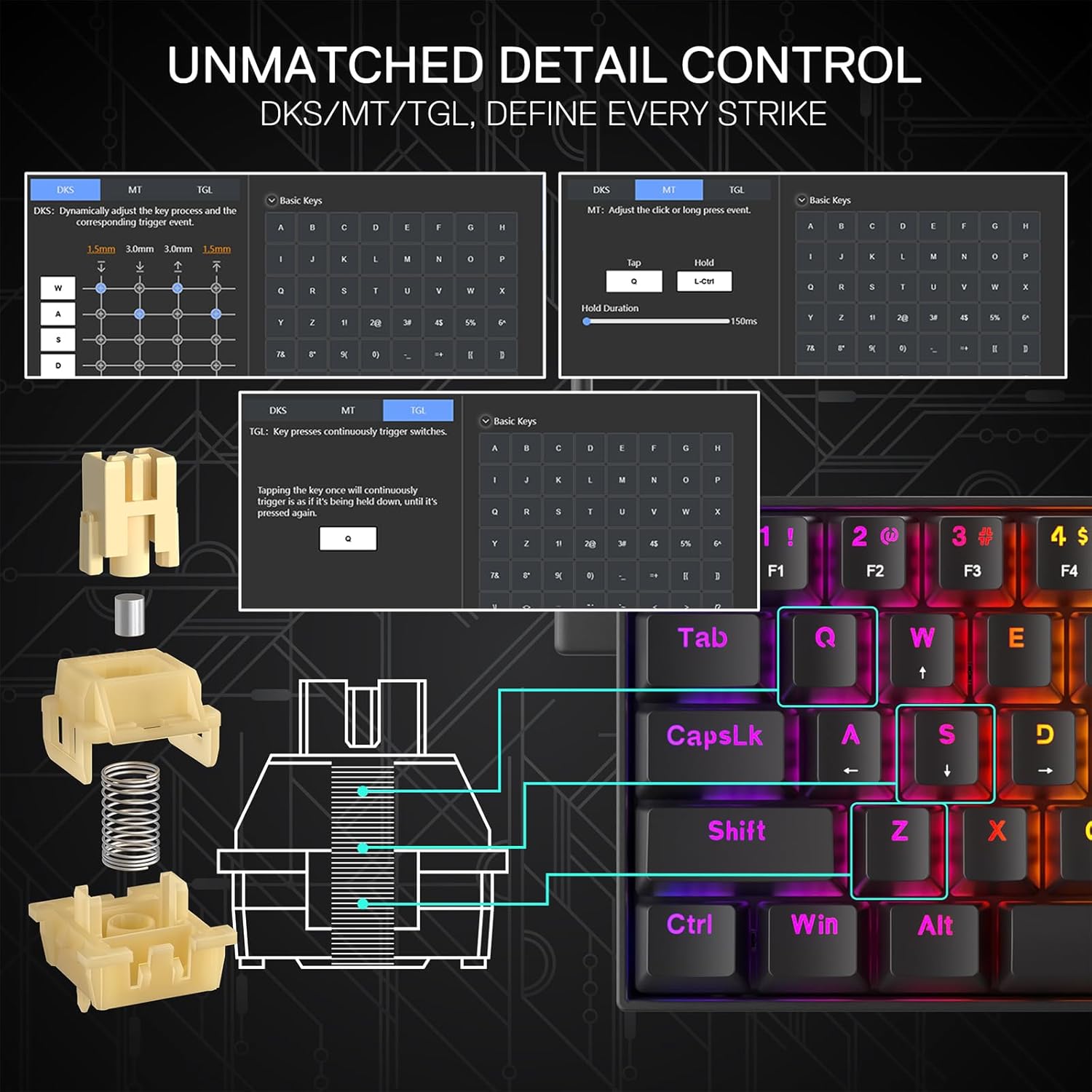 Redragon K617 HE Rapid Trigger Gaming Keyboard, 60% 61 Keys Wired Mechanical Keyboard w/Hyper-Fast Actuation, Dedicated Hall Effect Magnetic Switch, Actuation Point Adjustable, Essential Black