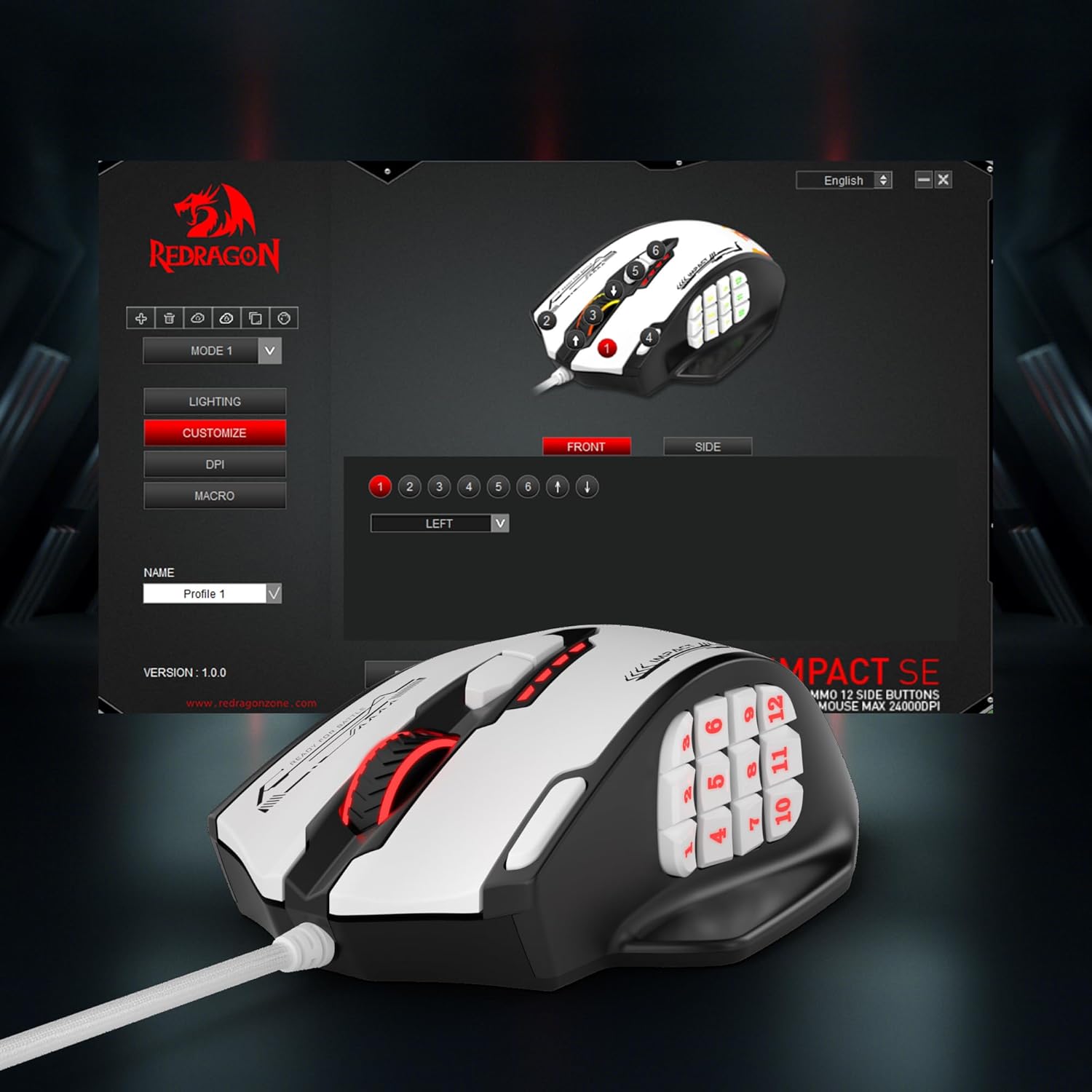 Redragon M908 Wired RGB MMO Gaming Mouse 24000 DPI Remapping Keys | Stable Lag-Free Connection, Redefine Keybinding Macro, Vibing Backlight, Ergonomic Grip Body Comfort