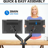 Redragon GMK915 Dual Monitor Mount Stand - Gas Spring Adjustable Arms with VESA 75/100mm, 13-32 Inch Screen Compatibility, C Clamp & Grommet Base, Cable Management, 17.6lbs Load Capacity