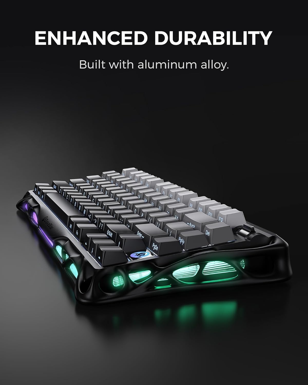 GravaStar Mercury K1 75% Wireless Mechanical Gaming Keyboard, Aluminum Alloy, Gasket Compact Custom Keyboard Hot-Swap Socket, Linear Switches, RGB Backlit - Gradient Black