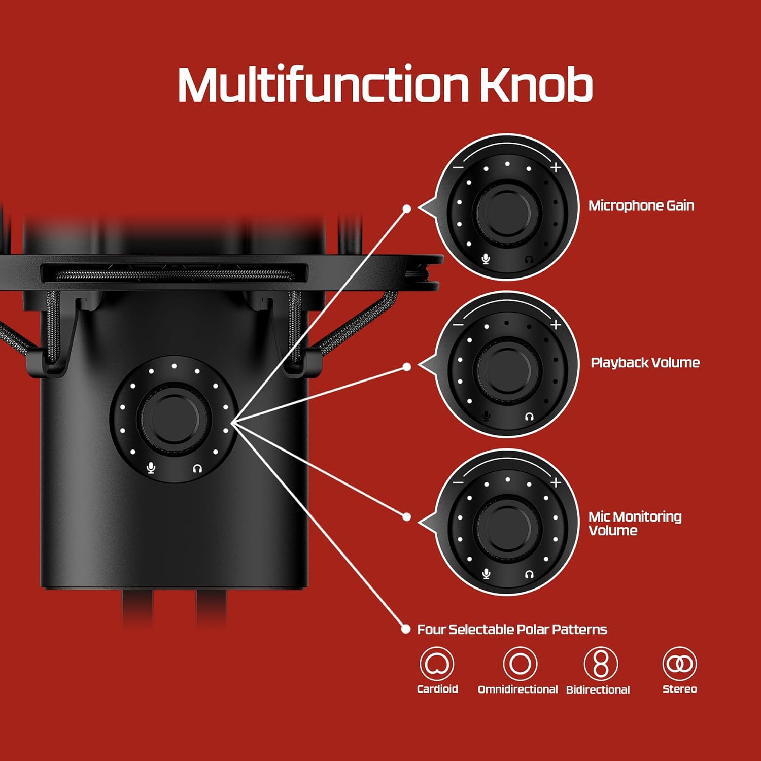 HyperX Quadcast 2 Frost – USB Microphone for Gaming, Streaming and Podcasting, with On-Board Controls, LED Lighting, Removable Shock Mount ,White