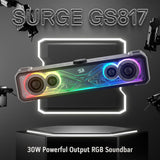 مكبرات صوت سطح المكتب Redragon GS817 RGB، مكبرات صوت ستيريو 2.0 قناة لسطح المكتب مع طاقة هائلة 30 وات، تحكم باللمس، بلوتوث 5.3 ومدخل AUX 3.5 مم، أسود
