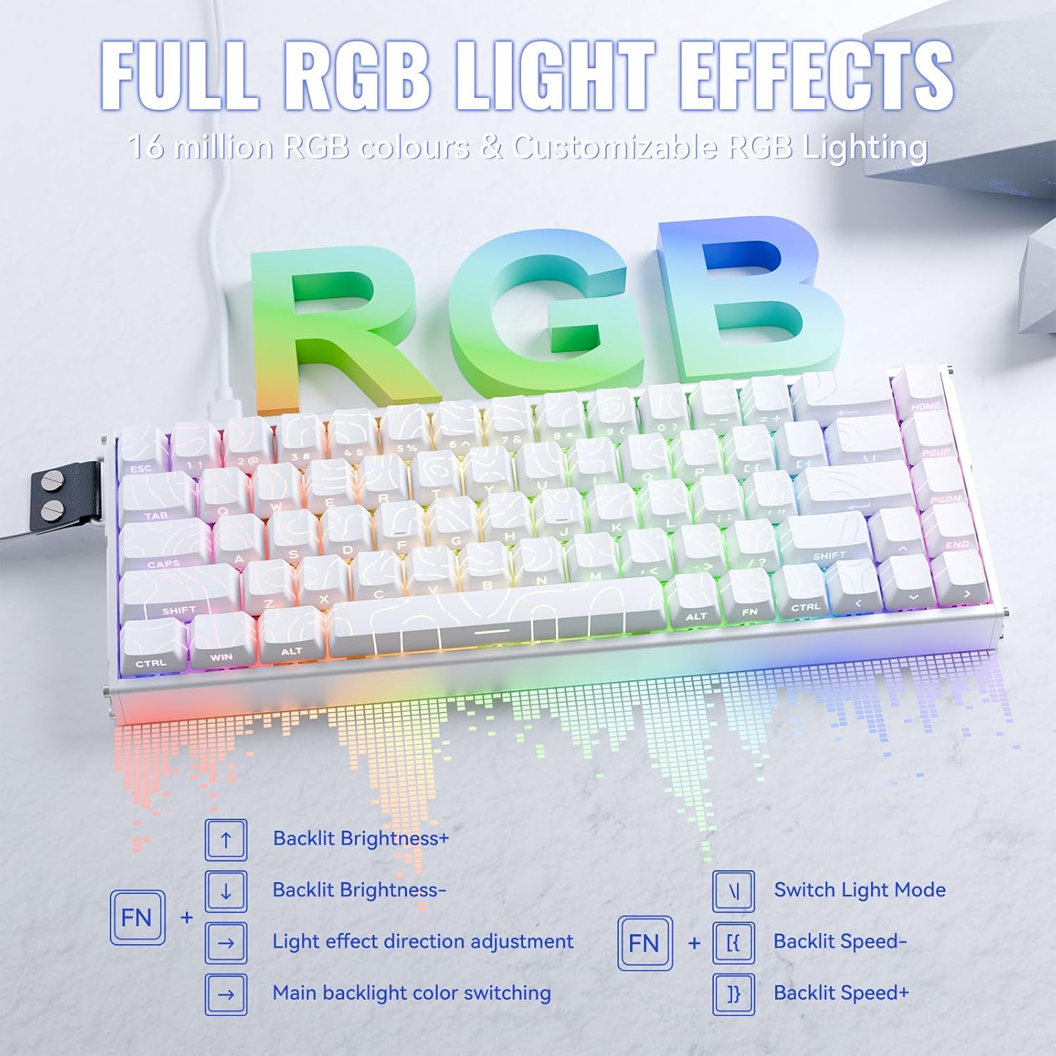 ATTACK SHARK X68MAX HE Wired Rapid Trigger Mechanical Creamy TKL RGB Gaming Keyboard with Full Aluminum CNC,8K Polling,0.005mm Accuracy,Hall Effect Magnetic Switch,NKRO,Driver for PC(White Contour)