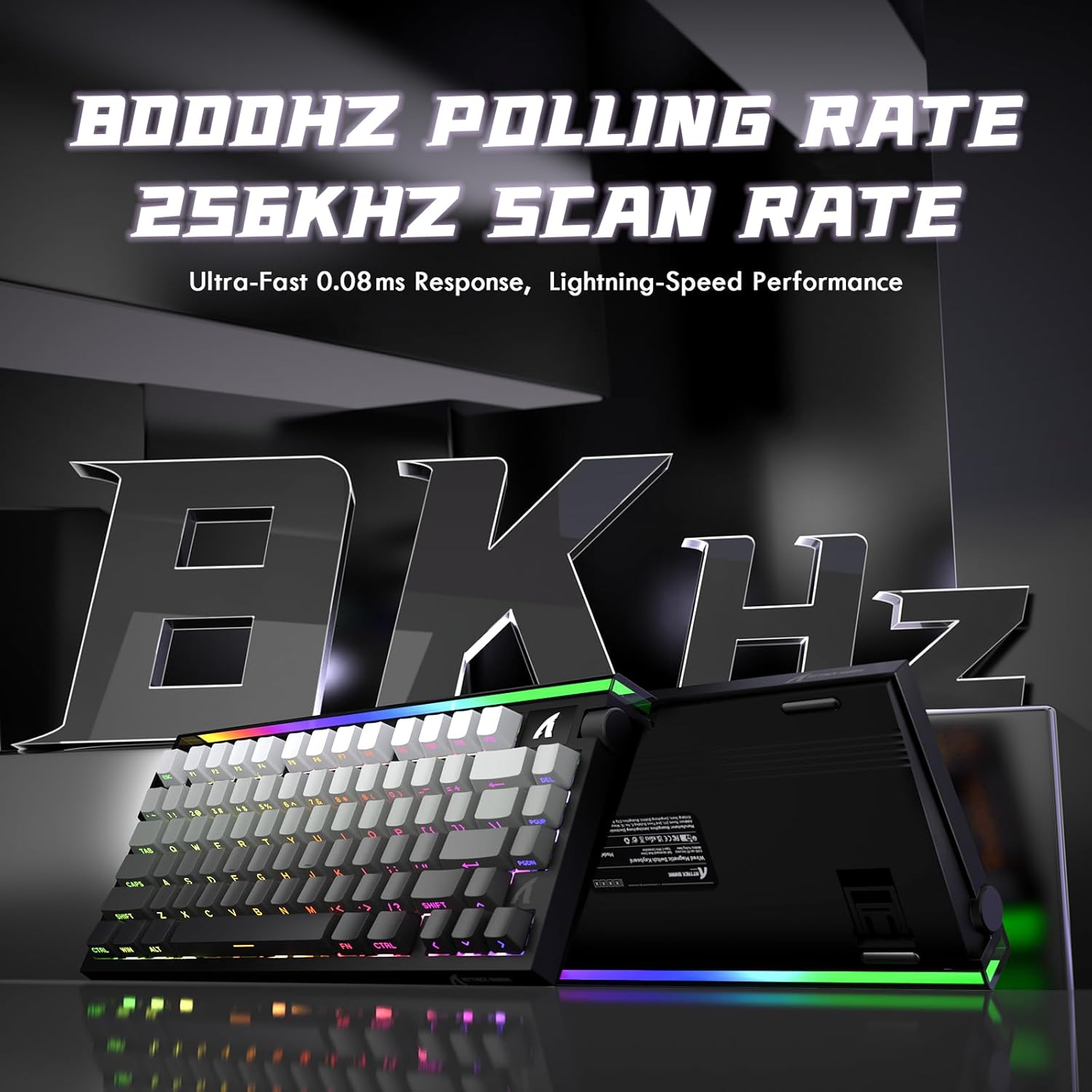 ATTACK SHARK R85HE Wired 75% Hall Effect Rapid Trigger Mechanical RGB Gaming Keyboard with 8K Polling,0.05mm RT Accuracy,0.08MS Latency,Magnetic Switch,5 Layer Sound Damped,Driver for PC(Moonlight)