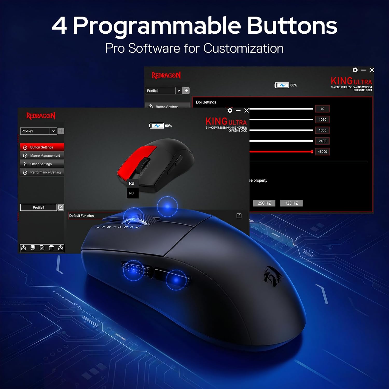 ماوس الألعاب اللاسلكي Redragon M999 مع حامل بدقة 45000 نقطة في البوصة
