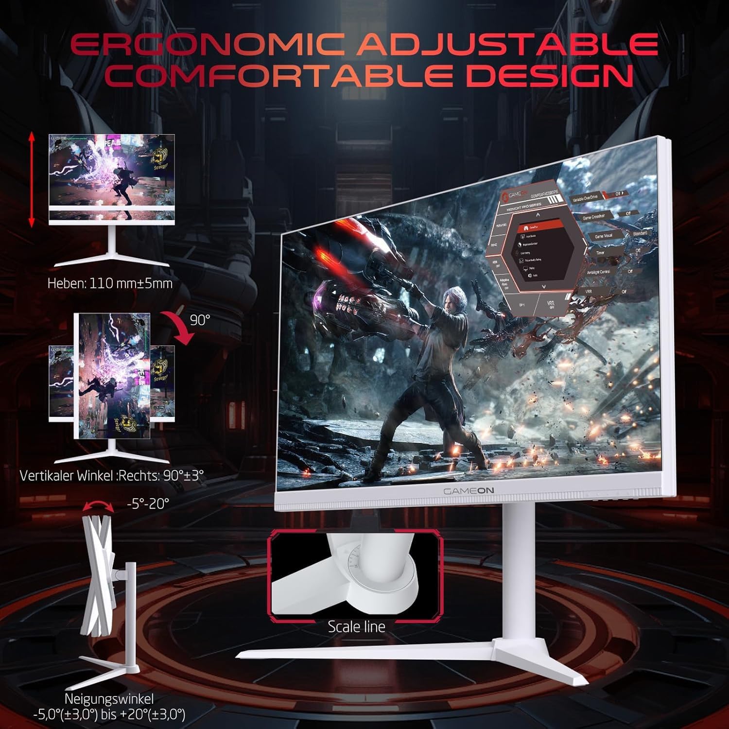 GAMEON GOAP27FHD380IPS Artic Pro Series 27" FHD, 380Hz, MPRT 0.5ms, HDMI 2.1, Fast IPS Gaming Monitor (Supports PS5) - White