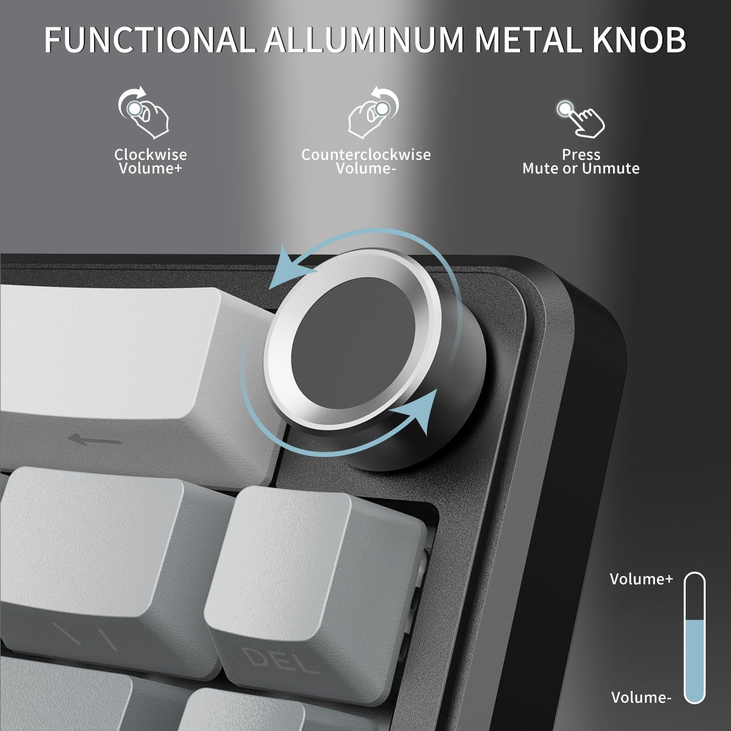 ATTACK SHARK X66 Wireless Mechanical Gaming Keyboard with Knob,Tri Mode USB-C/BT5.0/2.4G Gasket Mounted 60% RGB Gaming Keyboard, Side Printed PBT Keycap,Hot Swappable Strawberry Switch(Moonlight)