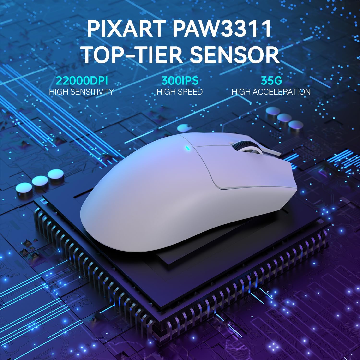 ATTACK SHARK X11 Lightweight Wireless Gaming Mouse with RGB Charging Dock,Tri-Mode-2.4G/USB-C Wired/BT,22K DPI,PAW3311 Optical Sensor,HUYU Switch, 5 programmable Buttons for PC/Mac(White)