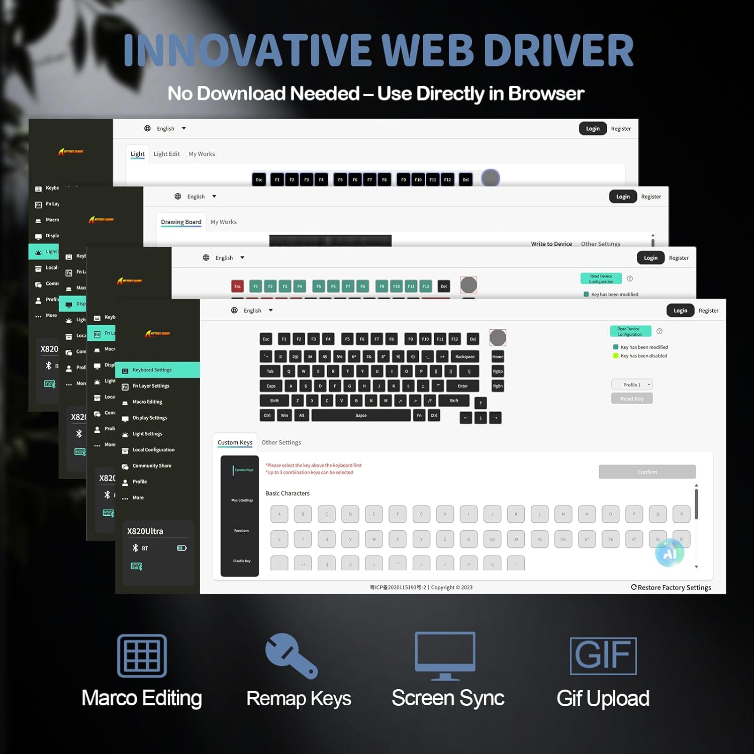 ATTACK SHARK X820 Ultra 75% Wireless Gaming Mechanical Keyboard Hot-Swappable Gasket Mount RGB Backlit BT/2.4G/Wired Custom Keyboard with Smart TFT Display&Knob QMK Driver-Moonlit Night&Gift Switch