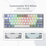 Redragon K617 Fizz 60% Wired RGB Gaming Keyboard, 61 Keys Hot-Swap Compact Mechanical Keyboard w/White and Grey Color Keycaps, Linear Red Switch, Pro Driver/Software Supported