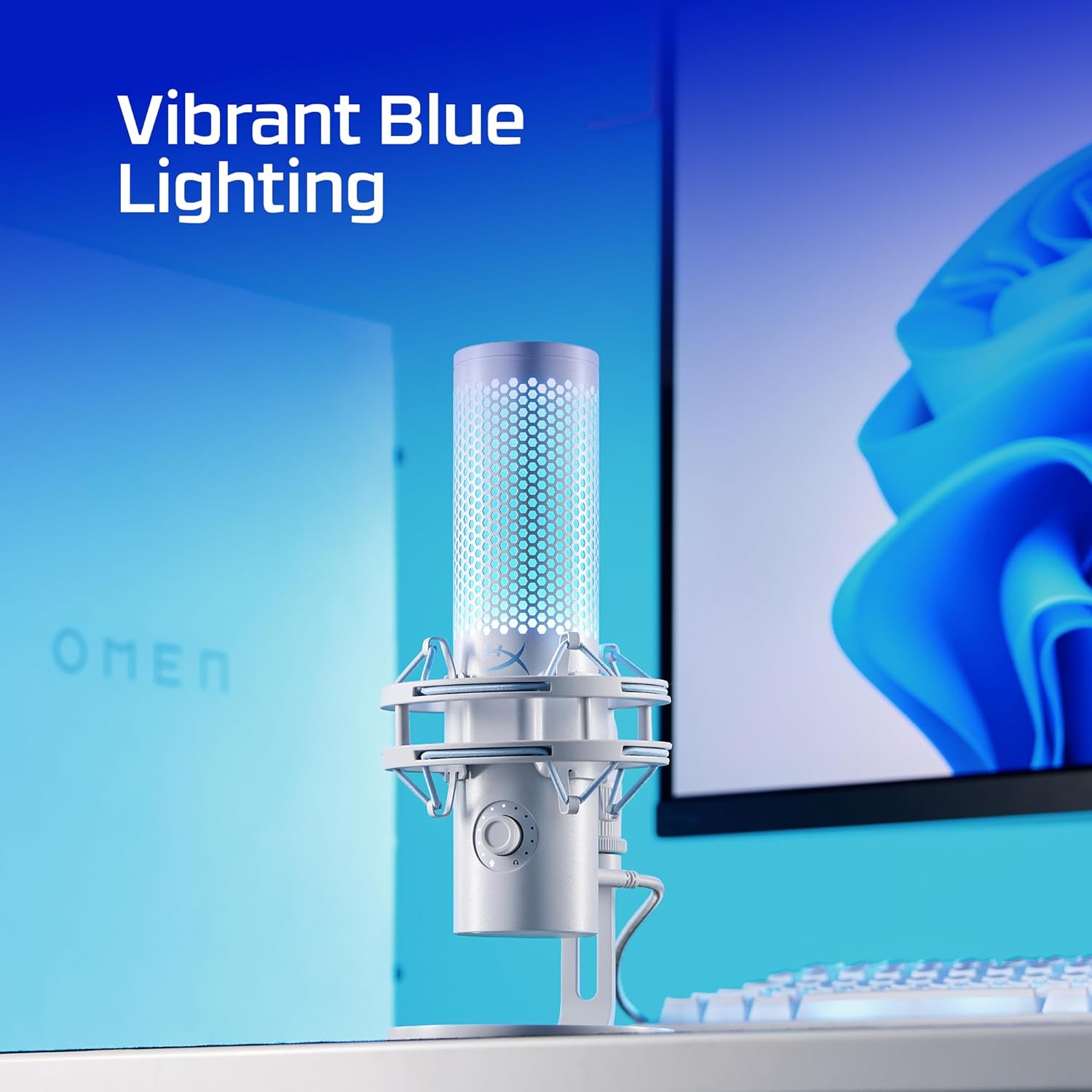 HyperX Quadcast 2 Frost – USB Microphone for Gaming, Streaming and Podcasting, with On-Board Controls, LED Lighting, Removable Shock Mount ,White