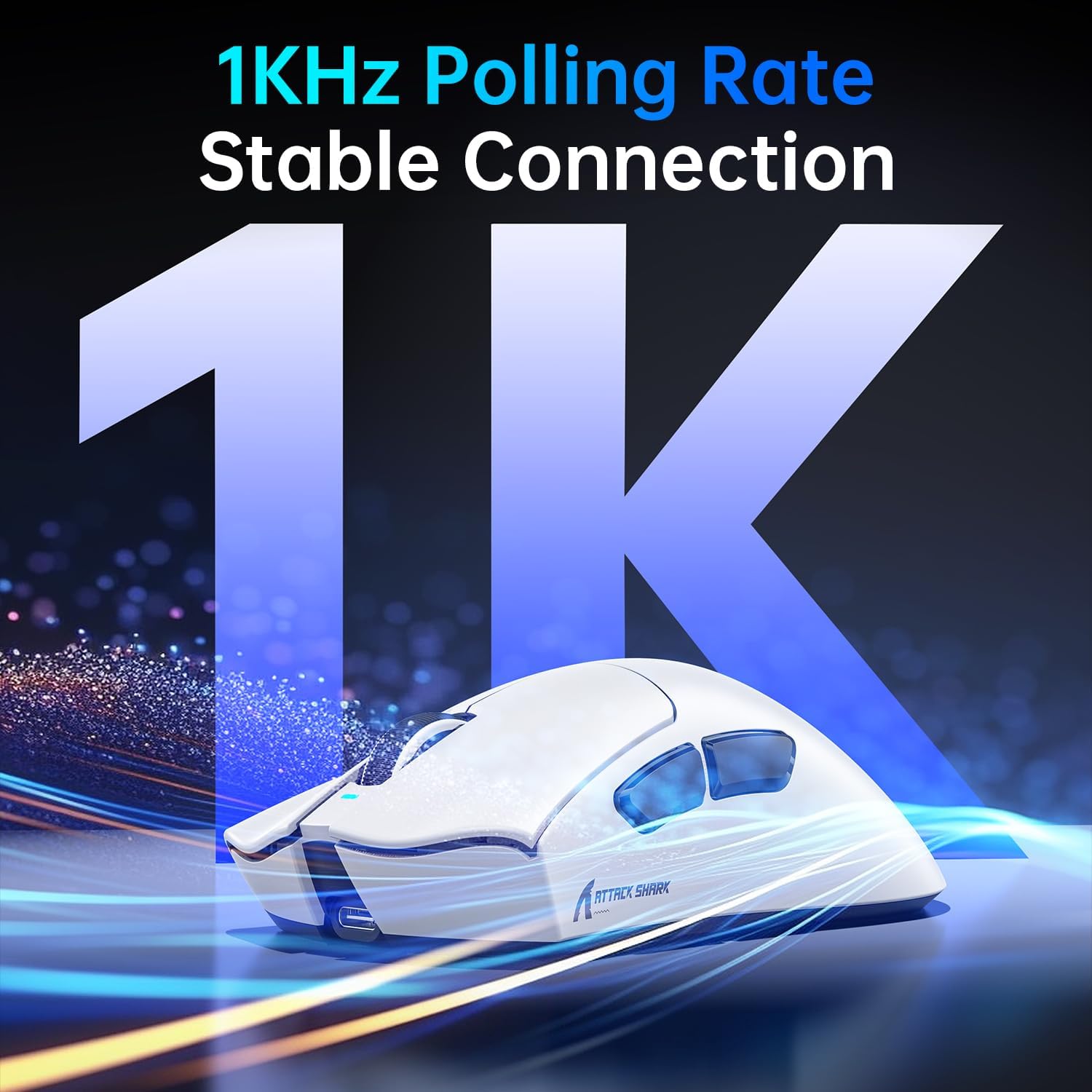 ATTACK SHARK V3 PRO Wireless Esports Gaming Mouse with Magnetic Charging Dock:62g Lightweight-1K Polling-25K DPI-PAW3311 Sensor,Wired/BT/2.4Ghz Programmable,BK52820 IC for PC Laptop Gamer(White+Tape)