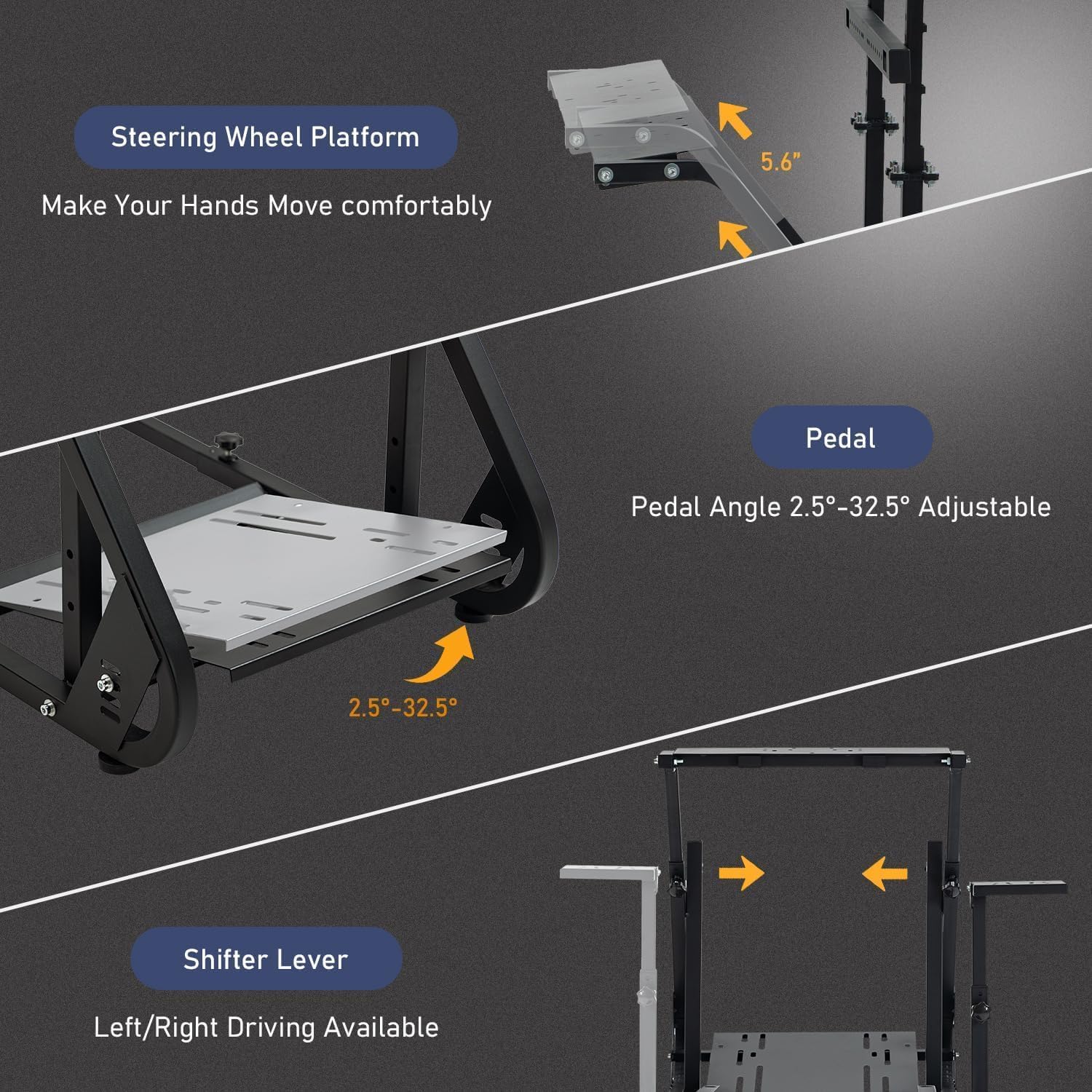Dardoo Racing Simulator Cockpit with Monitor Stand - TV Mount&Black Seat fit for Logitech G923 Thrustmaster Wheels Fanatec WITHOUT Wheel Shifter Pedal and Display (Monitor Stand Cockpit - Black)