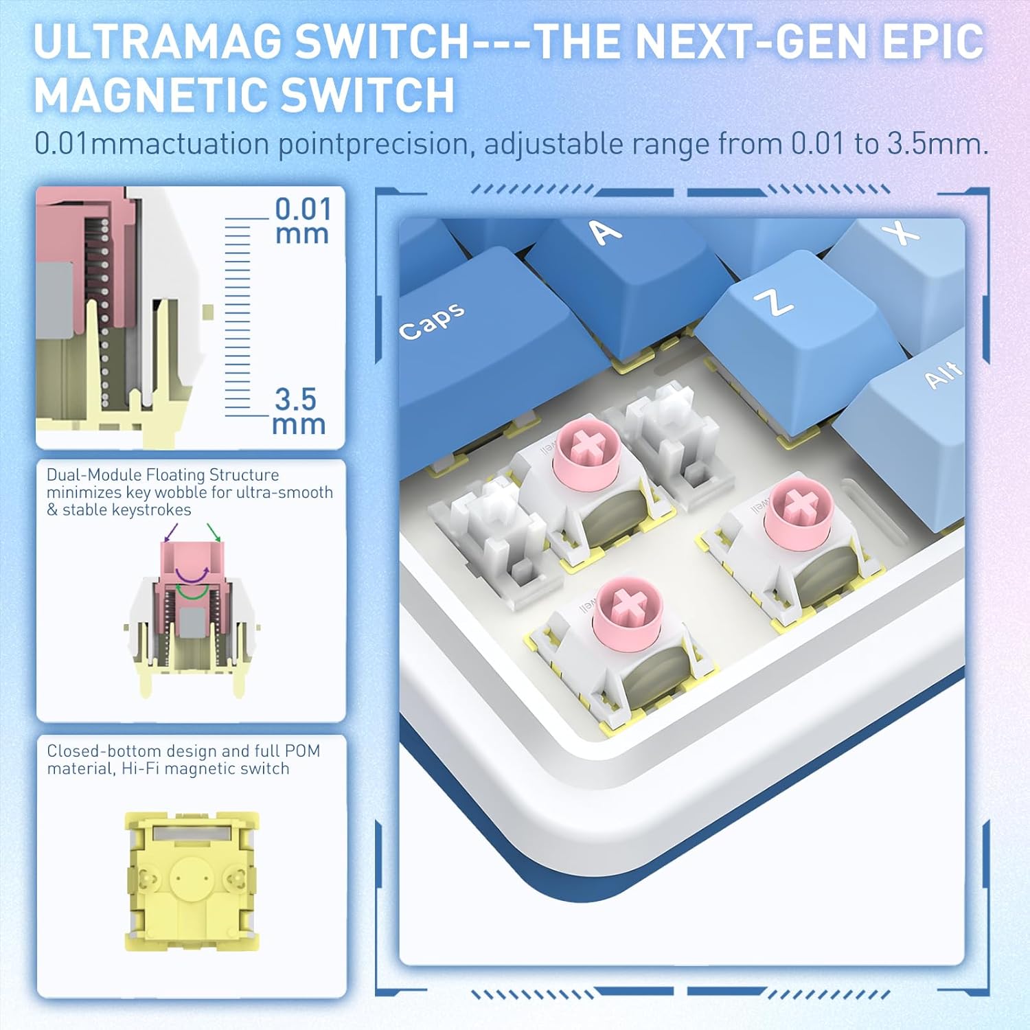Redragon K709 HE Rapid Trigger Gaming Keyboard, 8K Wired Mechanical Keyboard w/Next-Gen UltraMag 100% POM Silky Magnetic Switch, Dual-Module Floating Patent Structure Design, 5-Layer Noise Dampening