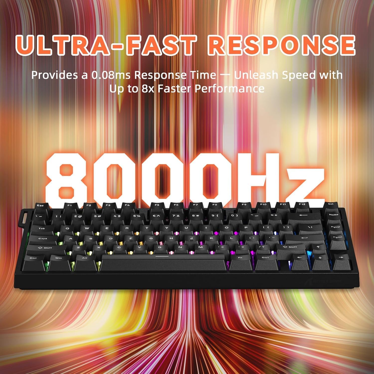 ATTACK SHARK R82 HE Rapid Trigger Wired Mechanical Gaming Keyboard TKL NKRO with 8K Polling,0.005mm RT Accuracy,256K Scan Rate,5 Layer Sound Damped,Hall Effect Magnetic Switch,Driver for PC Mac(Black)