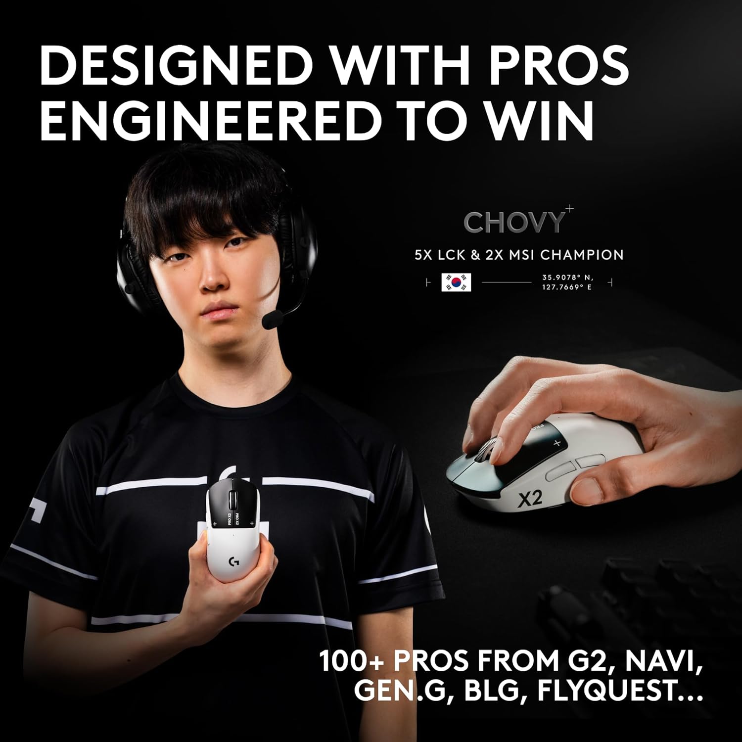Logitech G PRO X2 SUPERSTRIKE Wireless Gaming Mouse - Black/White | Customizable Rapid Trigger Magnetic Analog Switches, Adjustable Click Haptics, 61g Lightweight, USB-C, <8K, For PC/Mac
