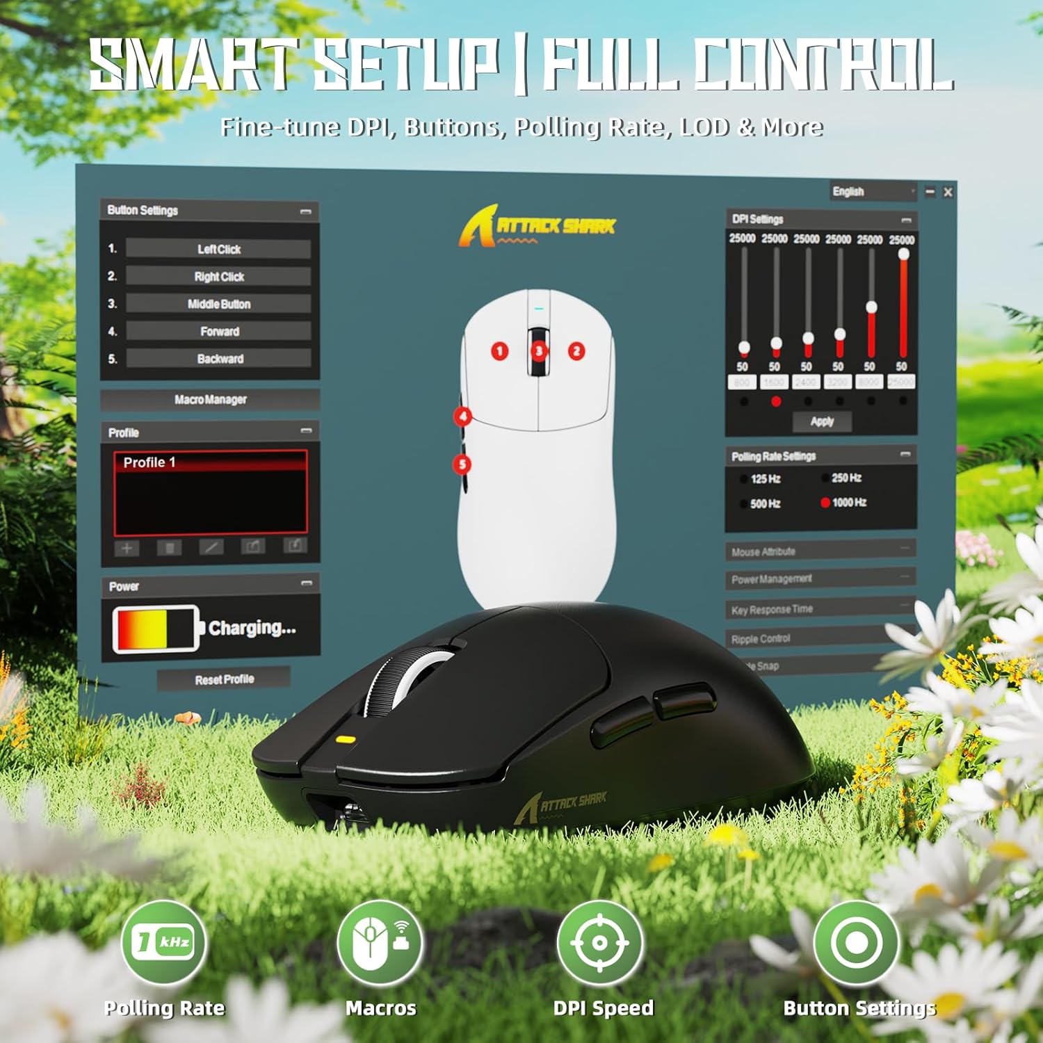 ATTACK SHARK X8 SE Wireless Gaming Mouse,55g Ultra-Lightweight Wired/BT/2.4GHz Wireless Programmable Mouse,1K Polling Rate,PixArt PAW3311 Gaming Sensor,25000 DPI,Gamer Mice for PC/Win/Mac (Black)