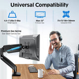 Redragon GMK914 Single Monitor Mount Stand - Gas Spring Adjustable Arms with VESA 75/100mm, 13-32 Inch Screen Compatibility, C Clamp & Grommet Base, Cable Management, 17.6lbs Load Capacity