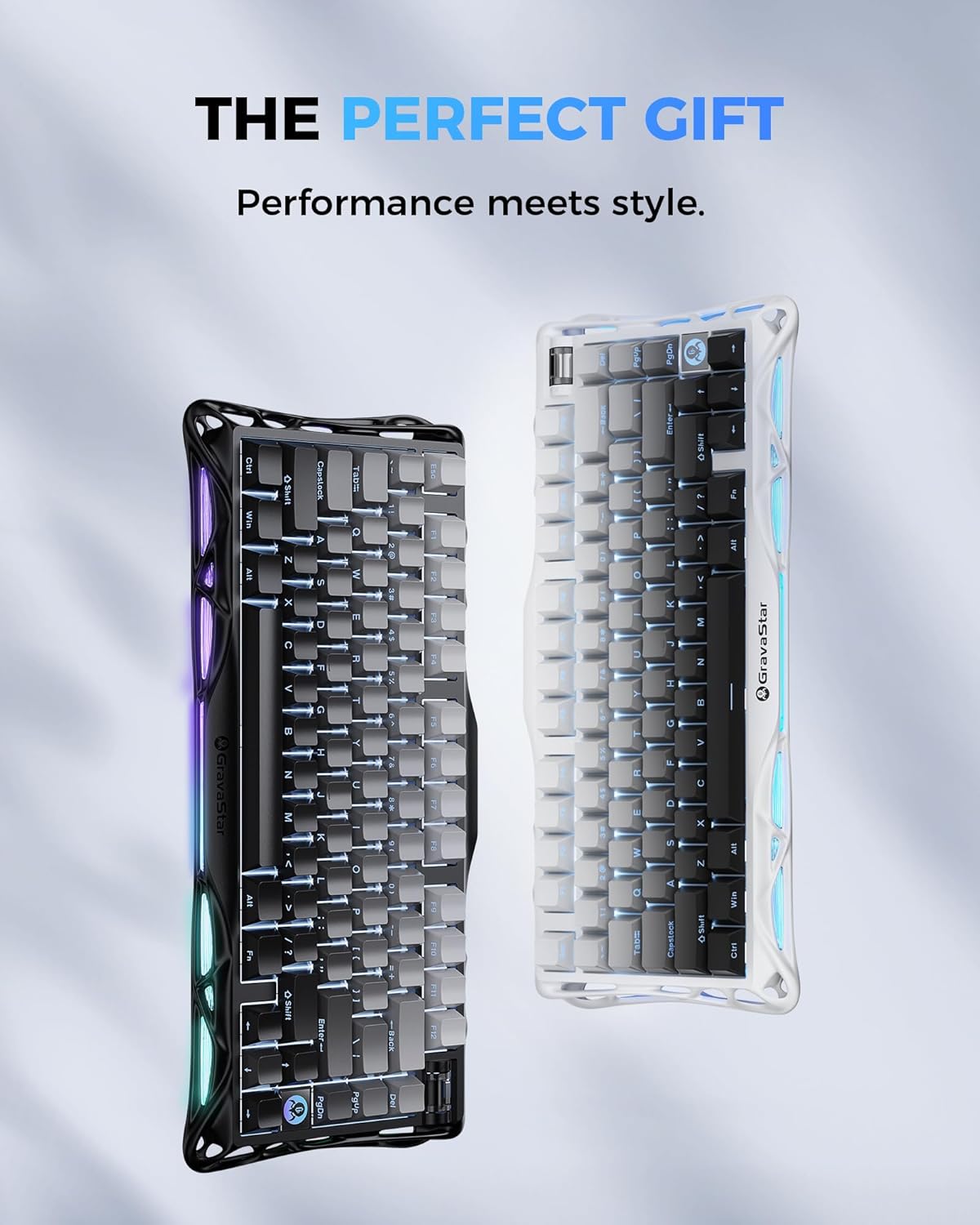 GravaStar Mercury K1 75% Wireless Mechanical Gaming Keyboard, Aluminum Alloy Exoskeleton Design, Gasket Custom Keyboard Hot-Swap Socket, Linear Switches, RGB Backlit