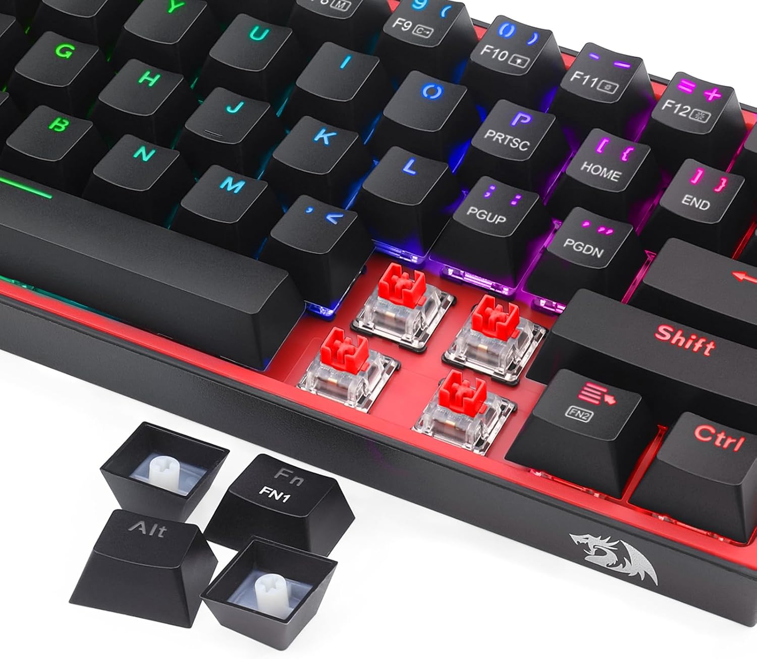 Redragon K616 Fizz Pro 60% Wirless /Wired RGB Gaming Keyboard, 61 Keys Compact Mechanical Keyboard Black, Linear Red Switch, Pro Driver/Software Supported