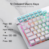 Redragon K550 RGB Gaming Keyboard, 104 Keys + 12 Macro G Keys Wired Mechanical Keyboard w/Aluminum Top Plate, Custom Clicky Purple Switch, Extra USB Port & Wrist Rest