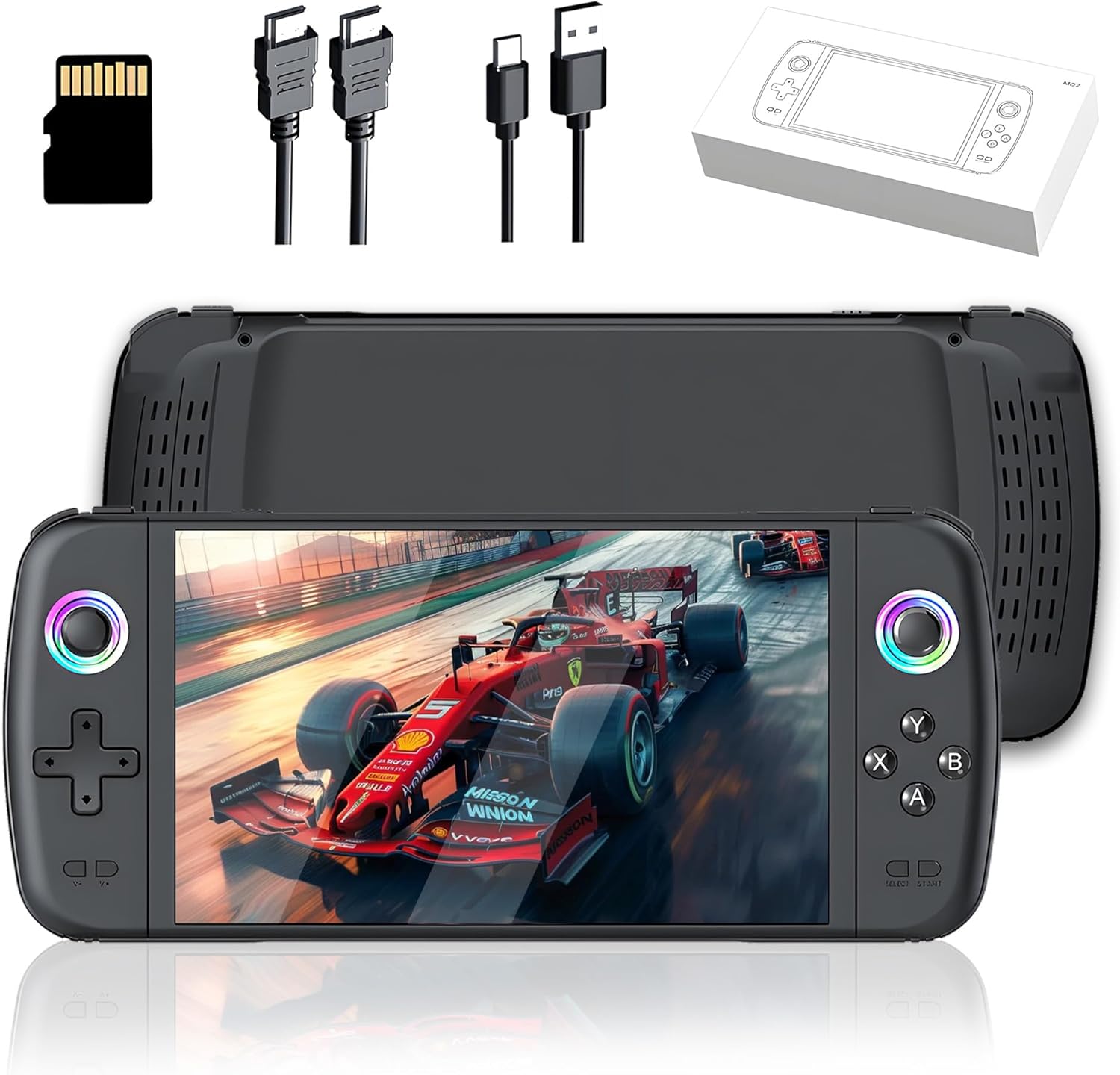 M27 Portable Handheld Game Console 128G, Retro Video Gaming Console with Built-in 30000+ Retro Games 30+ Emulators, 7 Inch IPS Screen, 600*1024 Resolution (Black)