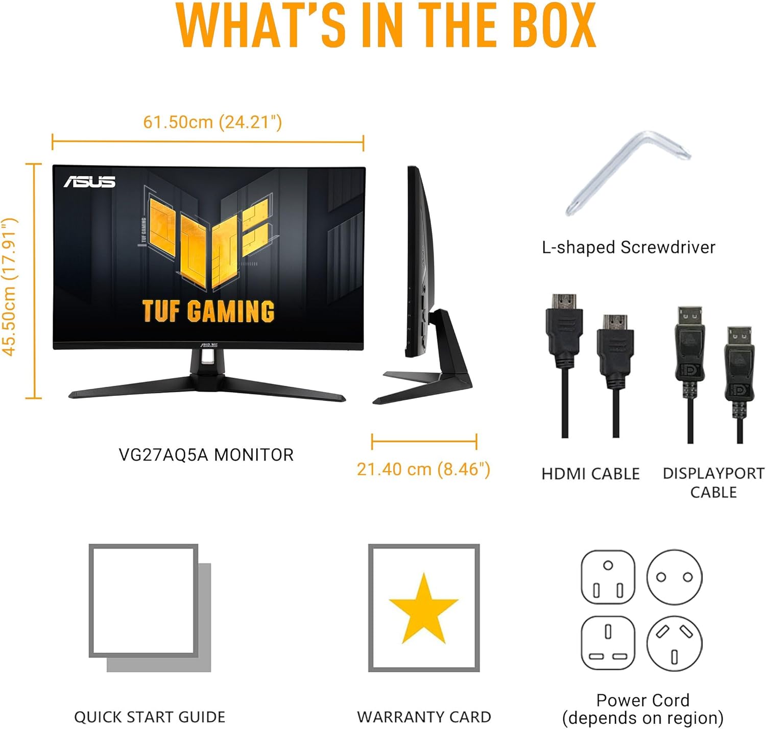 ASUS TUF Gaming 27” 1440P Monitor (VG27AQL5A) – QHD (2560 x 1440), 210Hz, 0.3ms, Fast IPS, Extreme Low Motion Blur Sync, Speakers, DisplayWidget Center, Gaming AI, Height Adjustment, 3 yr Warranty