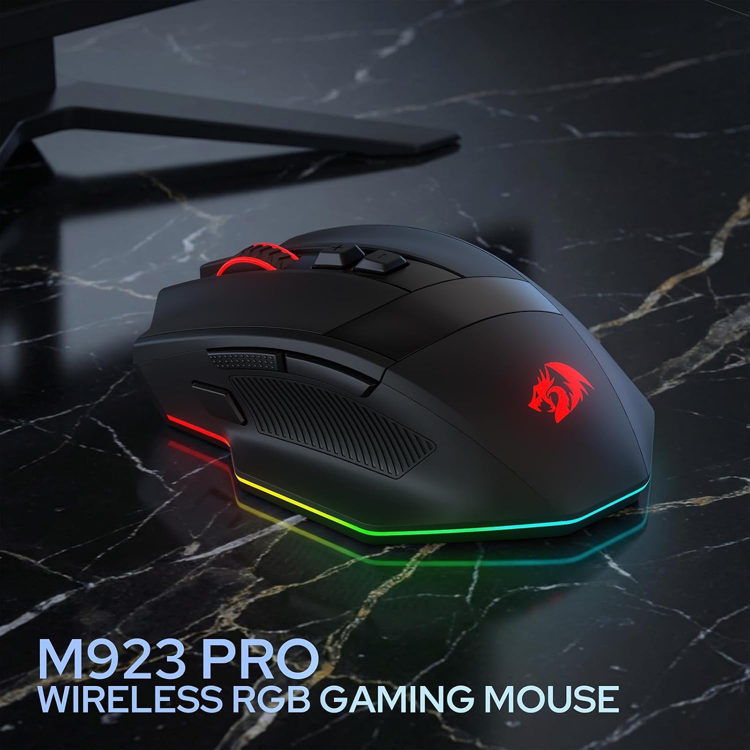 Redragon M923 PRO Wireless RGB Gaming Mouse 24K DPI Remapping Keys | Cable-Free 0 Delay, Smooth Precise Tracking, Custom Macro Keybinds, Vibing Backlight, Ergonomic Grip Body Comfort