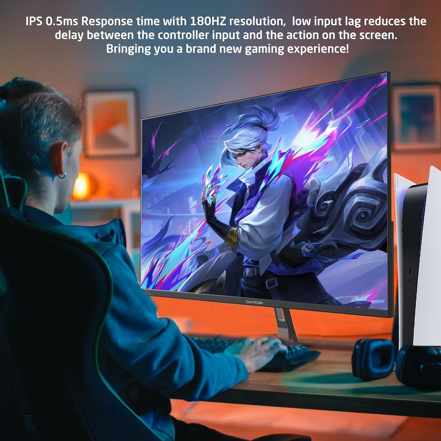 GAMEON GOPS27QHD180IPS Pro Series 27" QHD, 180Hz, MPRT 0.5ms, HDMI 2.1, Fast IPS Gaming Monitor (Supports PS5) - Black