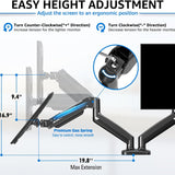 Redragon GMK915 Dual Monitor Mount Stand - Gas Spring Adjustable Arms with VESA 75/100mm, 13-32 Inch Screen Compatibility, C Clamp & Grommet Base, Cable Management, 17.6lbs Load Capacity