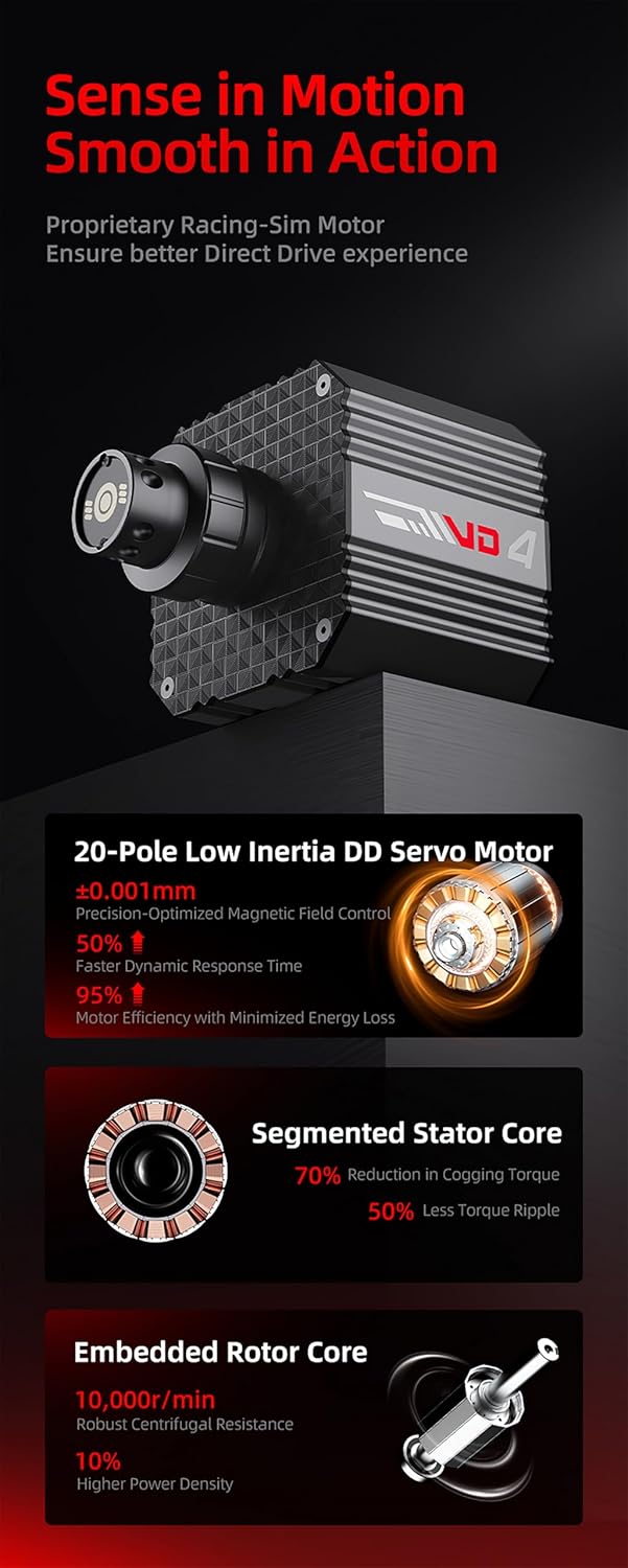 PXN VD4 Bundle F Gaming sim racing wheel Direct Drive Servo Motor Base 4NM Force Feedback 11" Racing Wheel & Hall 2-Pedal PC Steering Wheel set for PC Windows 7/8/10/11