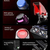 PXN CB1 Racing Button Box PC USB Simulation Racing Instrument Center Control Button Box Multi-function 30 Programmable Buttons for PC/V9 gen2, Adjustable RGB Lighting, For Truck ETS2 Hub Sim racing