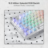Redragon K649 PRO 78% Wireless Gasket RGB Gaming Keyboard, 3-Modes 82 Keys Full-Transparent Mechanical Keyboard w/Hot-Swap Socket, Noise Dampening Layer x 5, Translucent Custom Switch