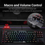 Redragon K588 RGB Backlit Mechanical Gaming Keyboard with Programmable Keys Macro Recording Blue Switches Compact Tenkeyless Design with Detachable Palm Rest & USB-C USB for Windows PC
