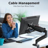 Redragon GMK914 Single Monitor Mount Stand - Gas Spring Adjustable Arms with VESA 75/100mm, 13-32 Inch Screen Compatibility, C Clamp & Grommet Base, Cable Management, 17.6lbs Load Capacity