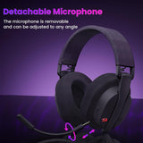 Redragon H888 Wireless Gaming Headset with 7.1 Surround Sound, Tri-Mode Gaming Headphones, 168G Lightweight Design - Detachable Mic - 40MM Driver Soft Memory Foam Padding Gamer Headset for PC, Black