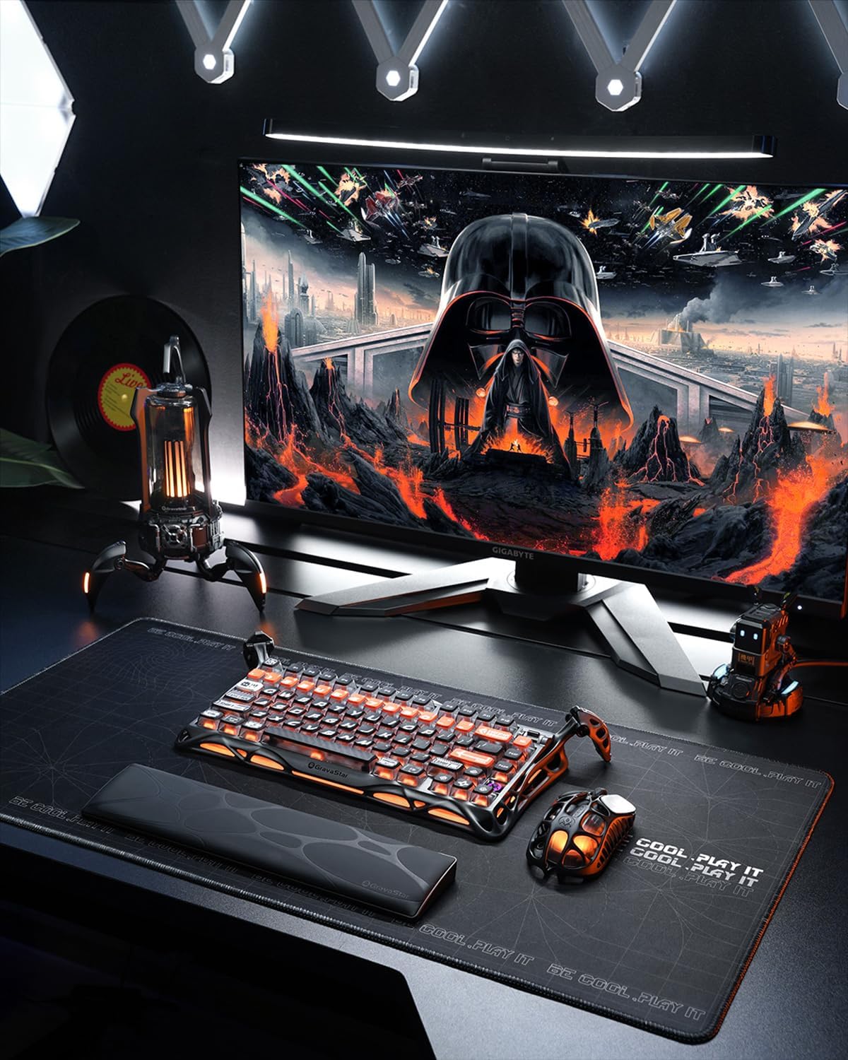 GravaStar Mercury K1 Pro Wireless Mechanical Gaming Keyboard, 75% Layout RGB Custom Keyboard, Aluminum Alloy Matte Black Frame with Phoenix-Inspired Keycaps, Hot-Swappable Linear Switches – CyberFlare