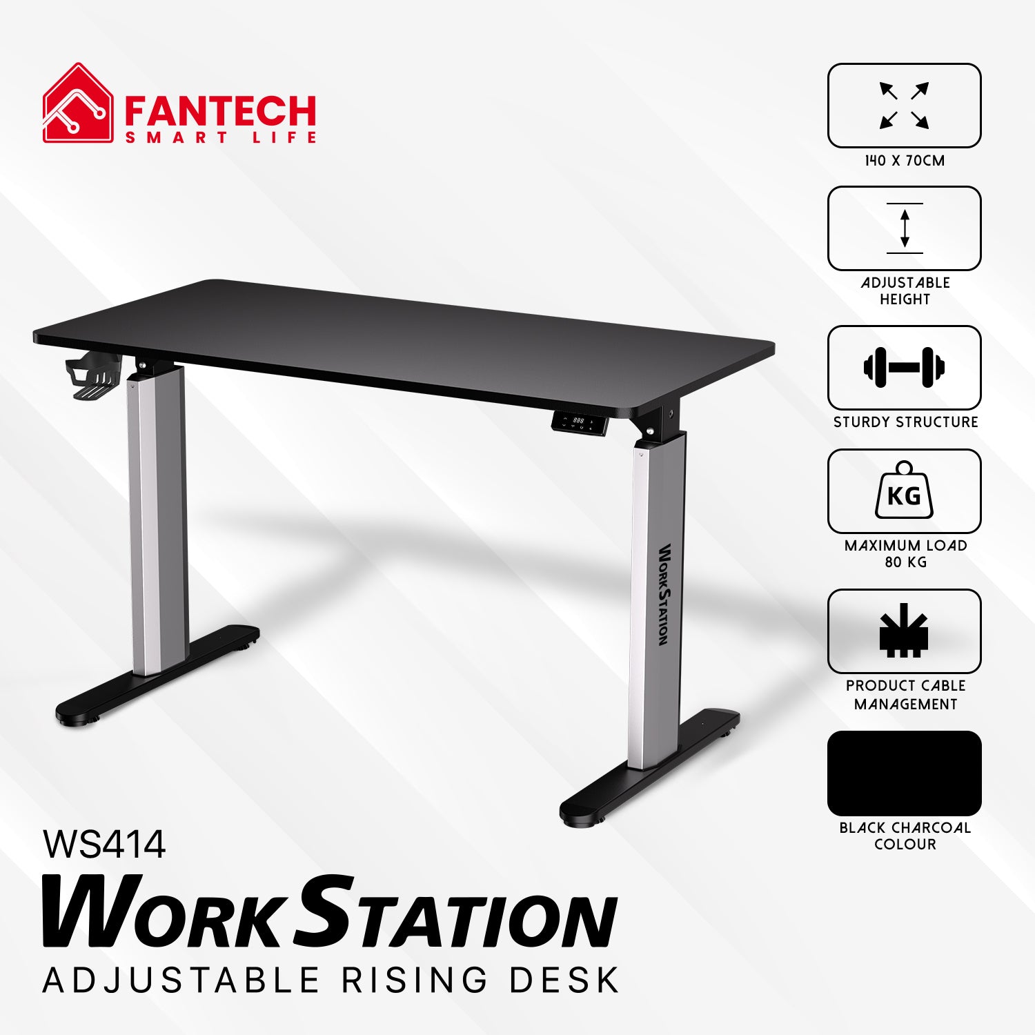 Fantech WS414 Work Station Asjustable Rising Desk Desk & Chair 165 JOD