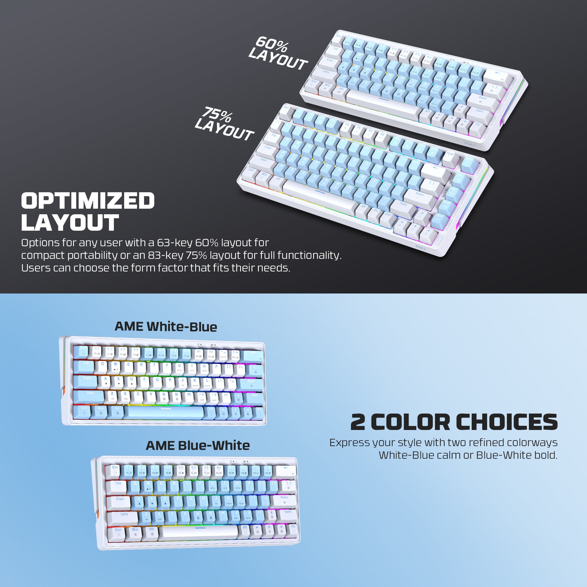 Fantech MK611 Atom X63 Ame Edition - BLUE