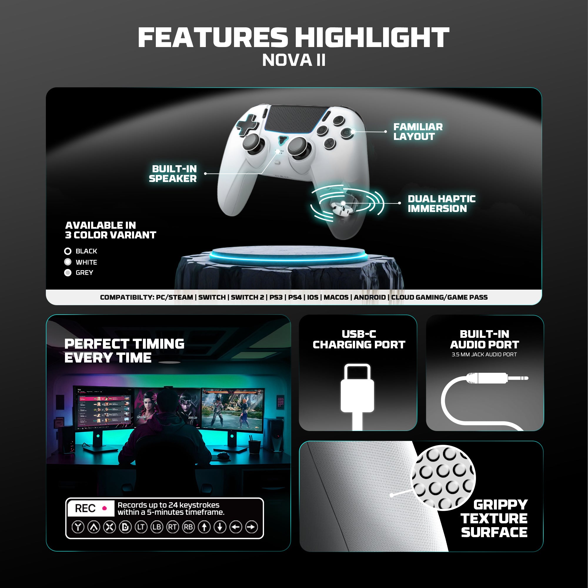 FANTECH WGP16 NOVA II Wireless GAMEPAD - Black