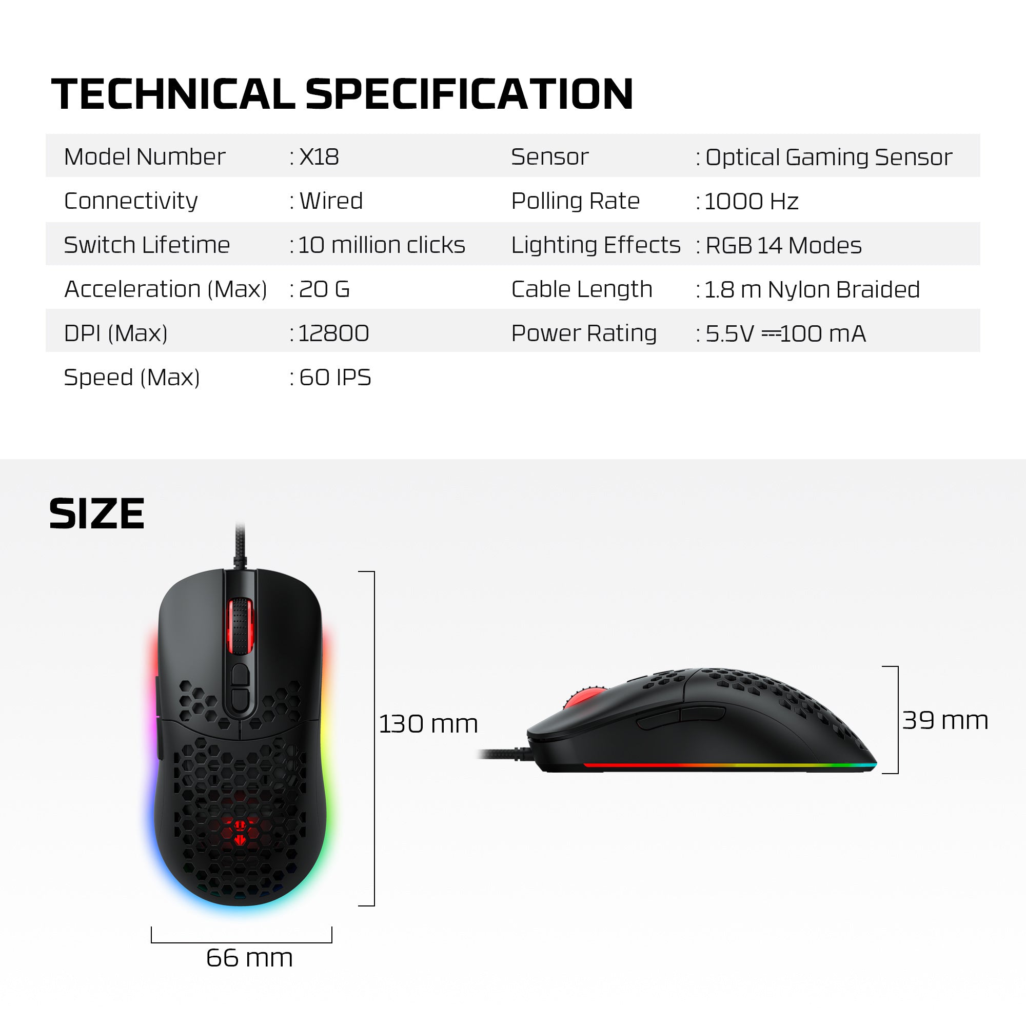 Fantech HERO X18 Gaming Mouse RGB White