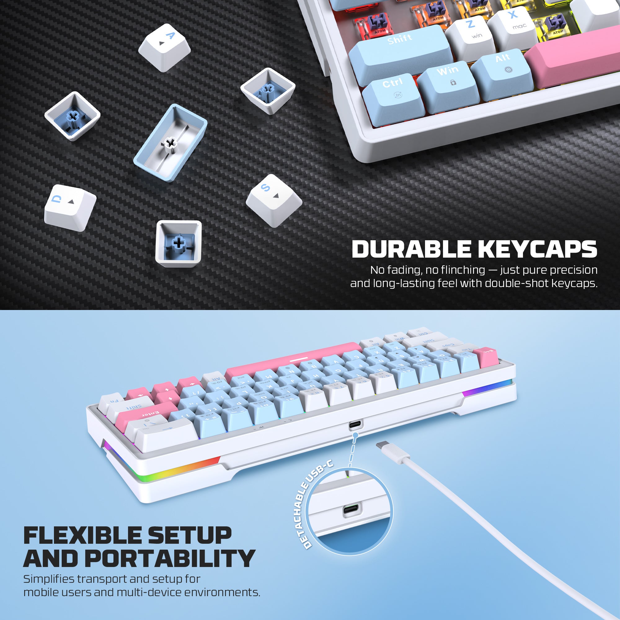 Fantech MK611 Atom X63 Ame Edition - White