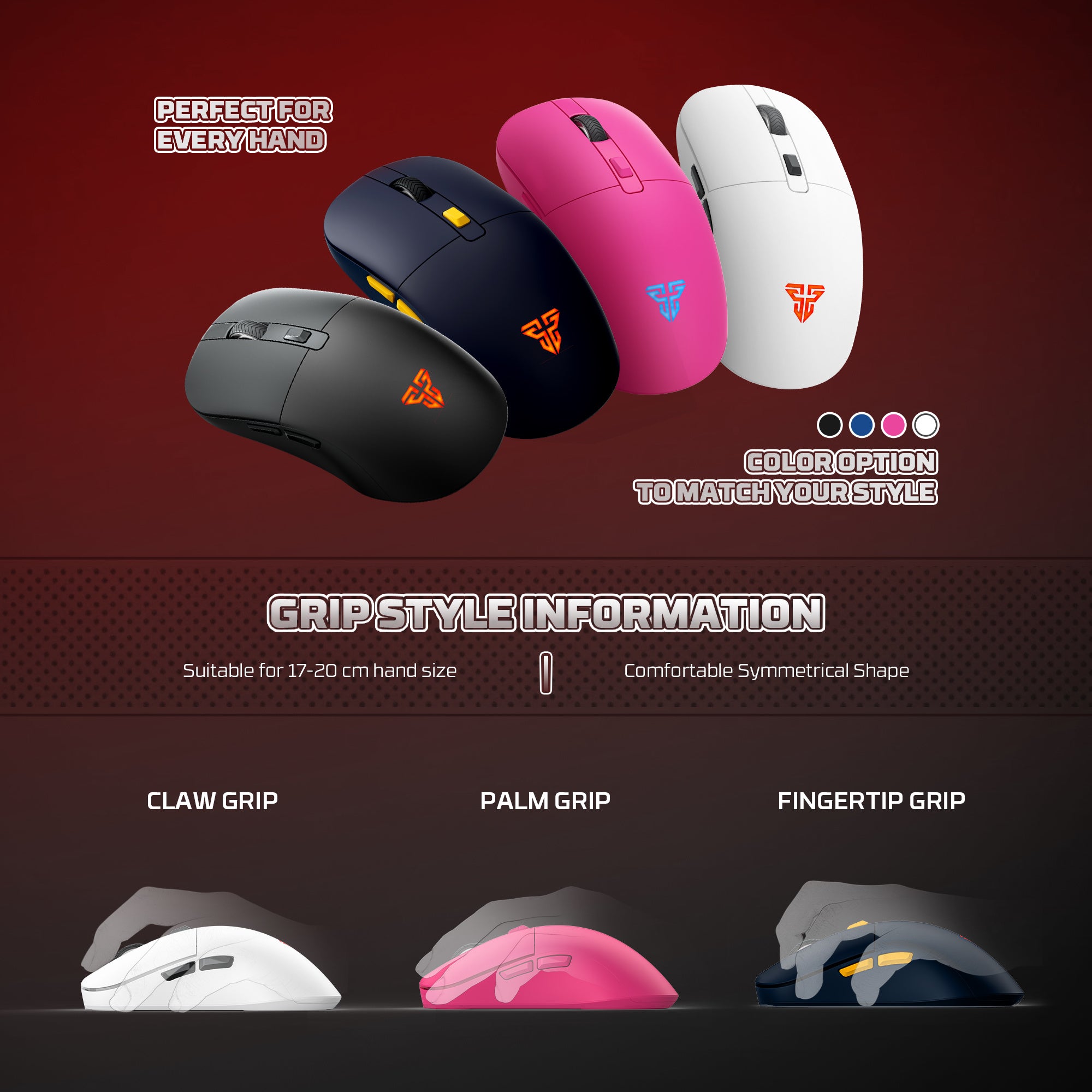 FANTECH WG9RD Wireless Gaming Mouse with Charging Magnetic Base Three Mode 12000DPI Customized E-sports Gamer Mouse