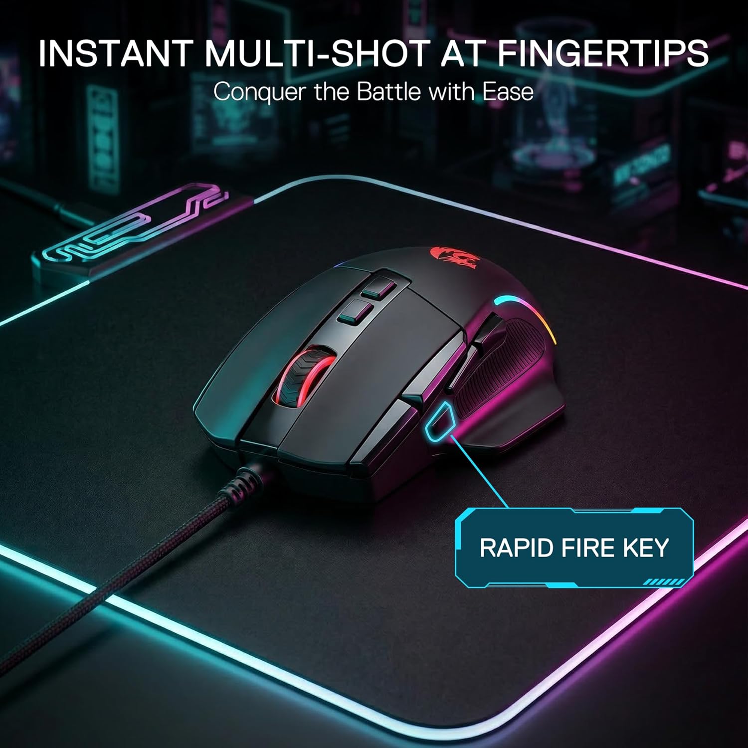 فأرة الألعاب السلكية Redragon M925، فأرة ألعاب بصرية بدقة قصوى 24000 نقطة في البوصة مع 10 أزرار قابلة للبرمجة، تصميم مريح لقبضة طبيعية، يدعم البرنامج التخصيص الذاتي...

